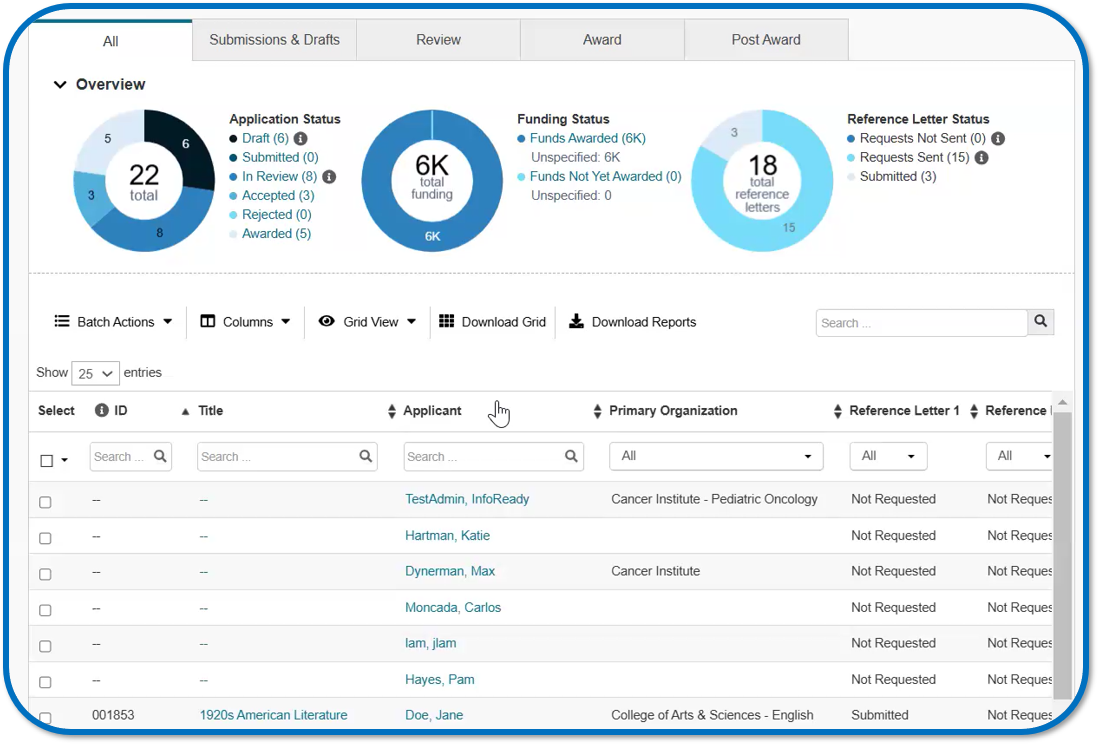 Data grid with shadow and border